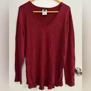 Tribal Burgundy V-Neck Lightweight Sweater, size 2X